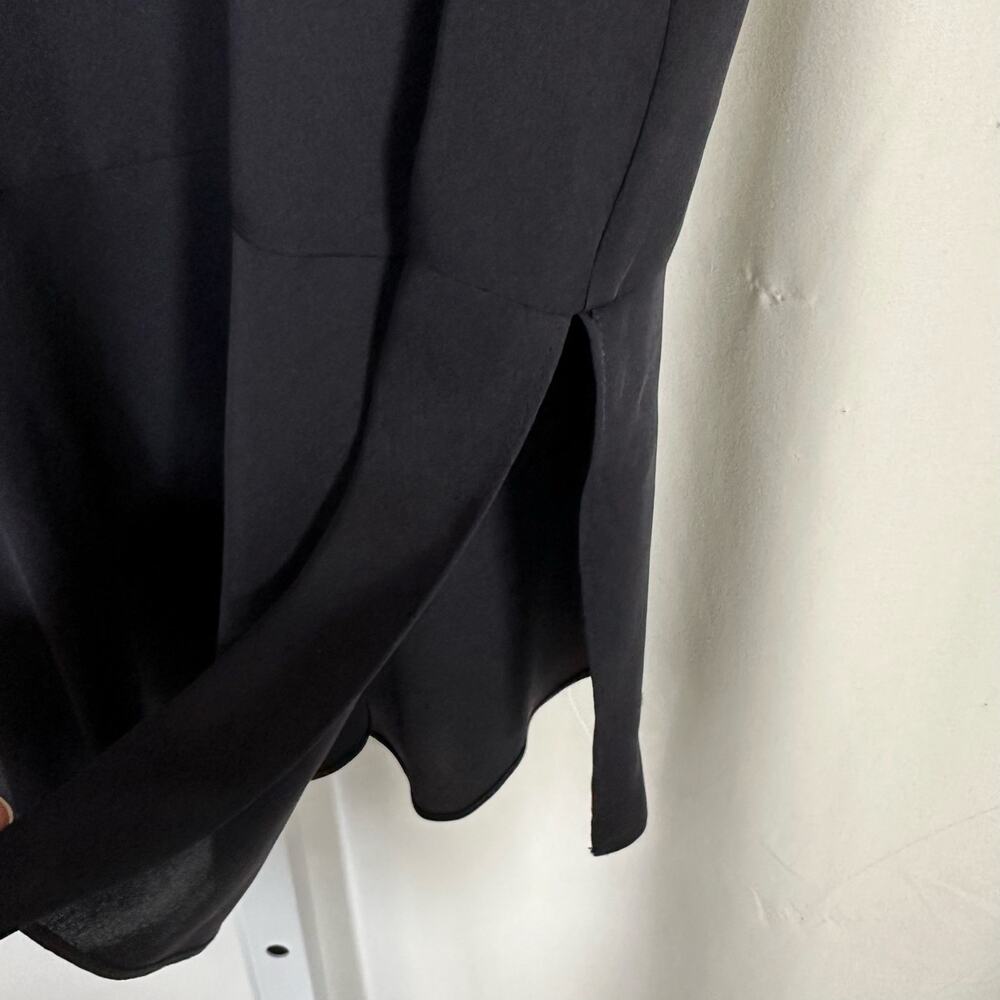 Theory Nicella Modern Black Silk Split Peplum Sleeveless‎ Top M Minimalist Work - Picture 6 of 11